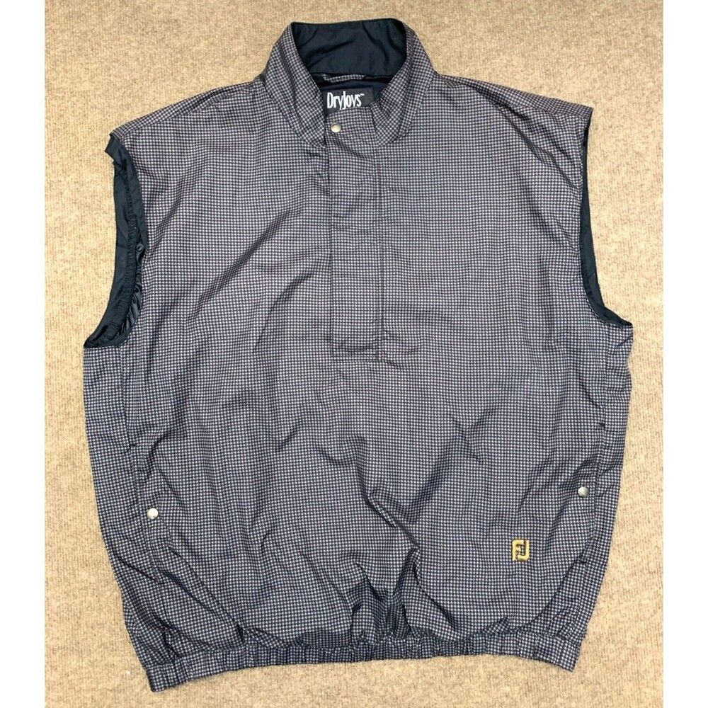 DryJoys FootJoy Vest Mens XL Houndstooth Wind Rain Golf 1/2 Zip Nylon Pullover